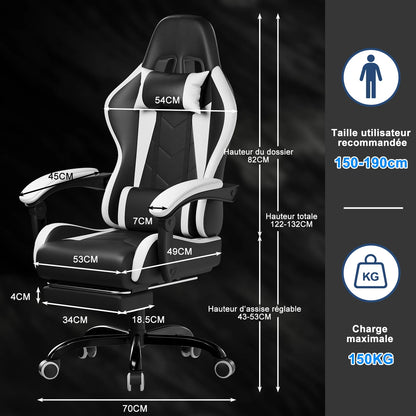 HOMALL Ergonomic Gaming Chair Faux Leather Office Chair with Footrest, Massage Lumbar Support, Adjustable Swivel Desk Chair for Gaming & Work