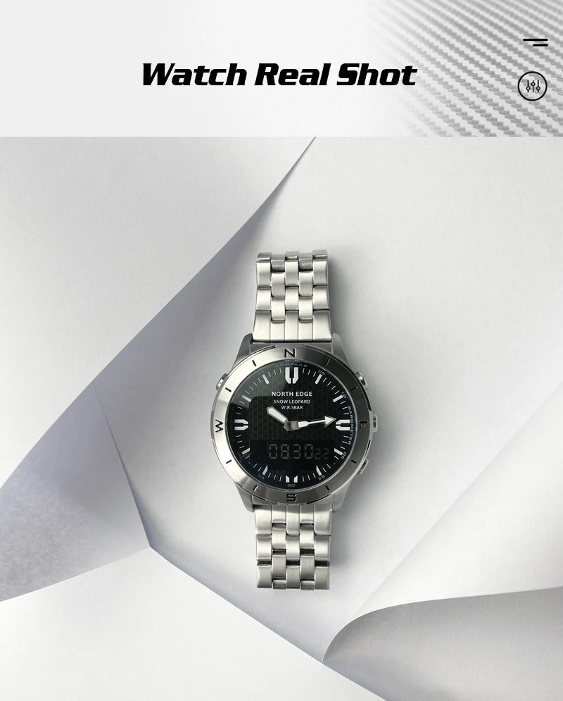 NORTH EDGE Men's Sports Digital Watches Business Luxury Watch For Men Waterproof 50M Altimeter Barometer Compass Luminous Clock