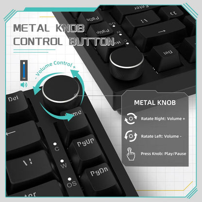 Ajazz AK820/AK820Pro Gaming Mechanical Keyboard Bluetooth 2.4G wireless/wired with hot-swappable volume buttons