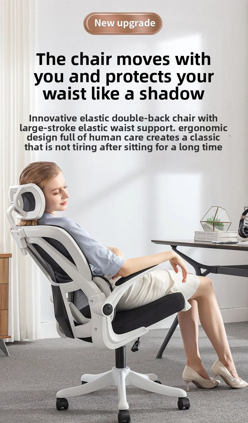 Ergonomic Home Office Chair with Back Support, Comfortable Desk Chair for Students, Rolling Study Chair with Armrests for Long Sitting