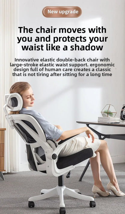 Ergonomic Home Office Chair with Back Support, Comfortable Desk Chair for Students, Rolling Study Chair with Armrests for Long Sitting