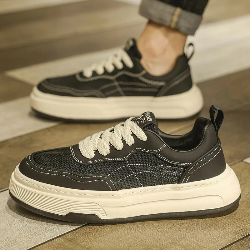 Men's Ultralight Breathable Mesh Sneakers 2025 Fashion Thick Sole Casual Shoes Comfortable Lace-up Trainers for Daily Walking