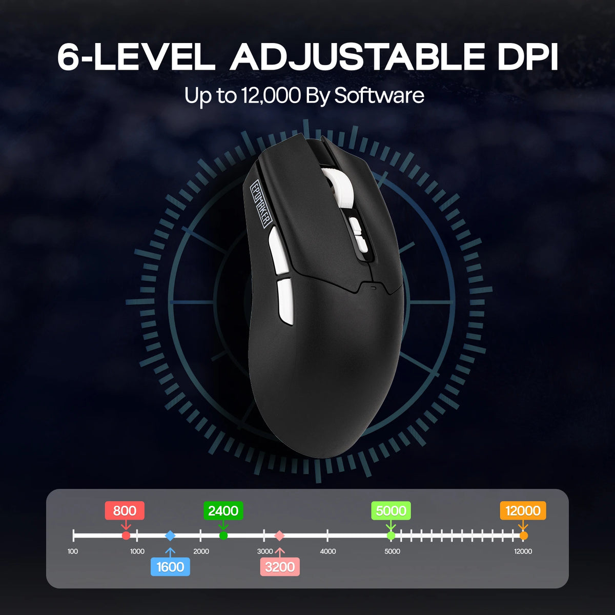 Mouse da gaming EPOMAKER Click Lite cablato/BT/wireless 2.4GHz con sensore PAW3311, da 800 a 24000 DPI e batteria da 500mAh per PC/Mac/Linux