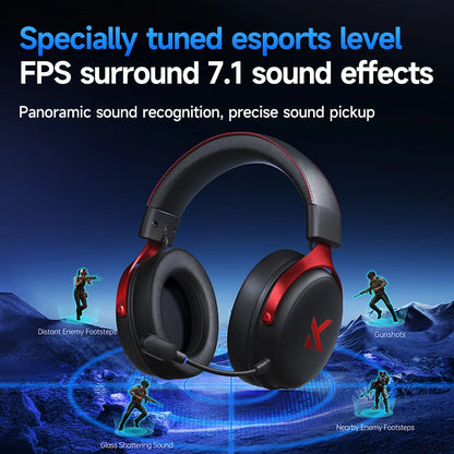 MCHOSE V9 Pro Wireless Gaming Headset with Microphone, Bluetooth Three Mode Gamer Headphones, ANC Noise Cancelling PC Gaming Headset