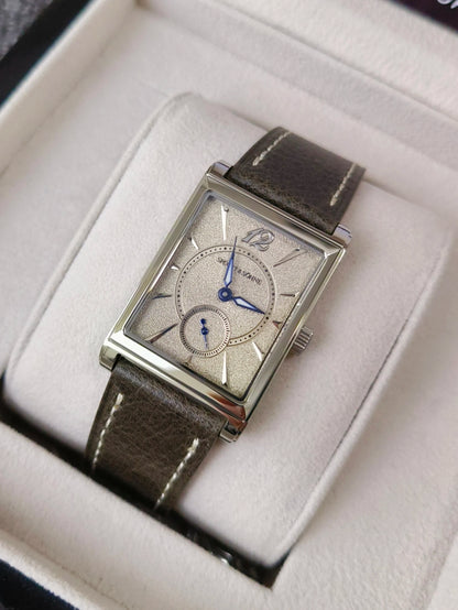 2026 Specht&Söhne Ultra Thin 7.5mm Rectangular Watch Japan Quartz Movt Small Seconds Sandblasted Dial Grey Leather Strap Watch