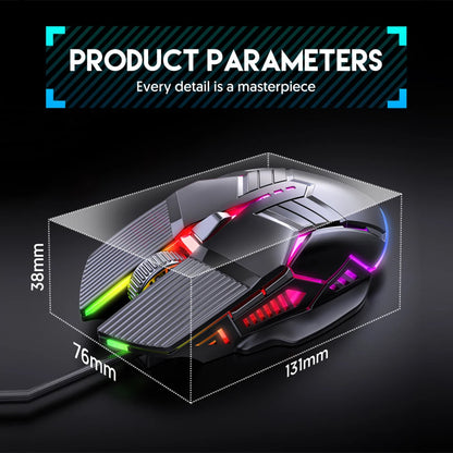 3200DPI Ergonomic Wired Gaming Mouse RGB Backlit USB Gaming Mouse with 6 Silent Buttons for PC Laptop