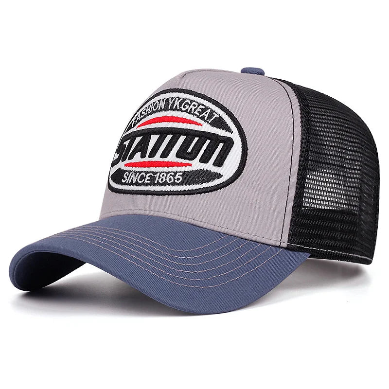 New Style Unisex Baseball Cap Classic STATION  Letter Pattern Mesh Cap Men and Women Breathable Streetwear Summer Trucker Hat
