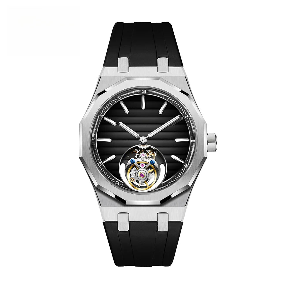 Raymondoya Men Flying Tourbillon Movement Mechanical Automatic Luxury Watches Wristwatches Skeleton Watch Brand For Man Sapphire