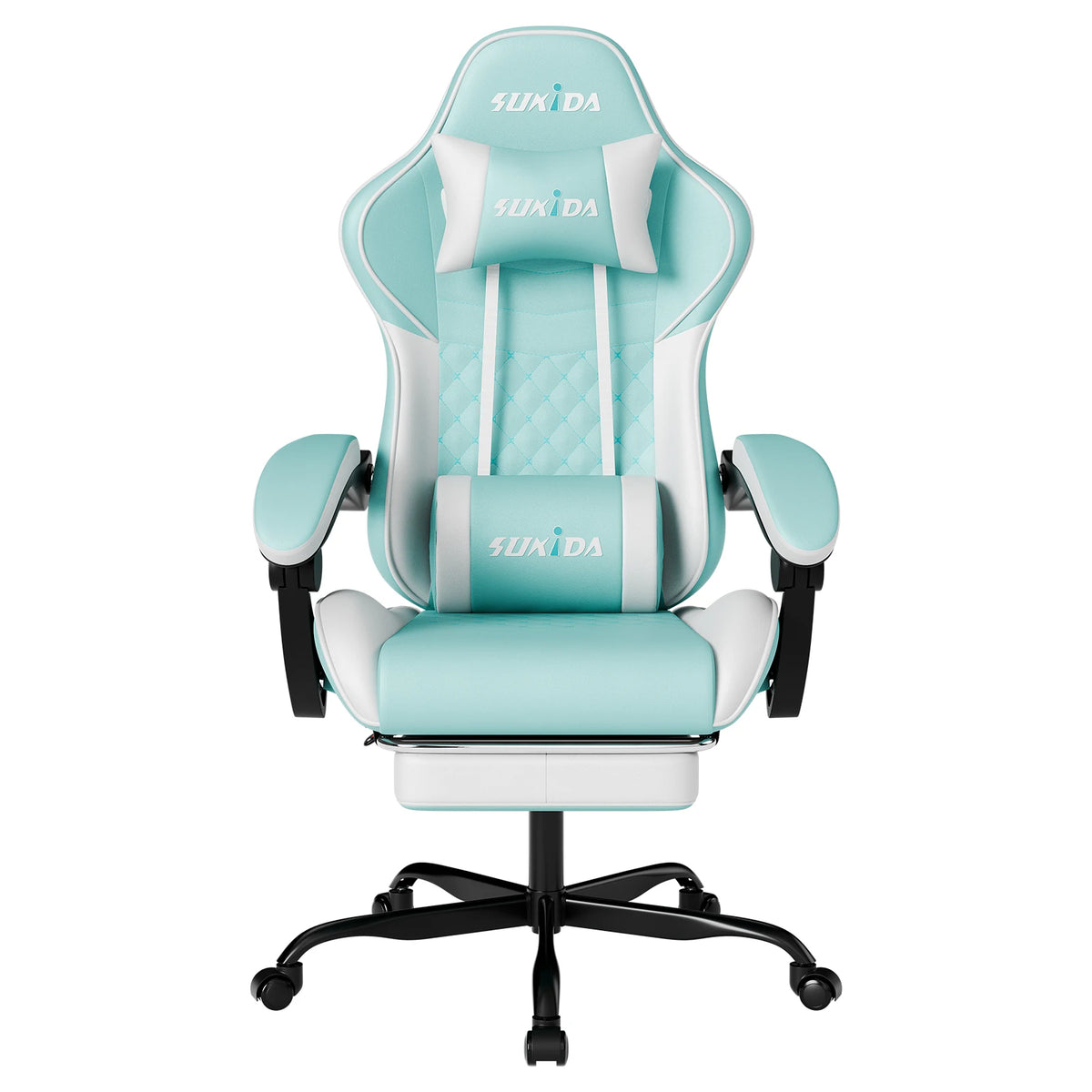 SUKIDA Ergonomic Gaming Chair with Footrest, Lumbar Support Computer Chair, Comfortable Office Chair with Adjustable Reclining Backrest