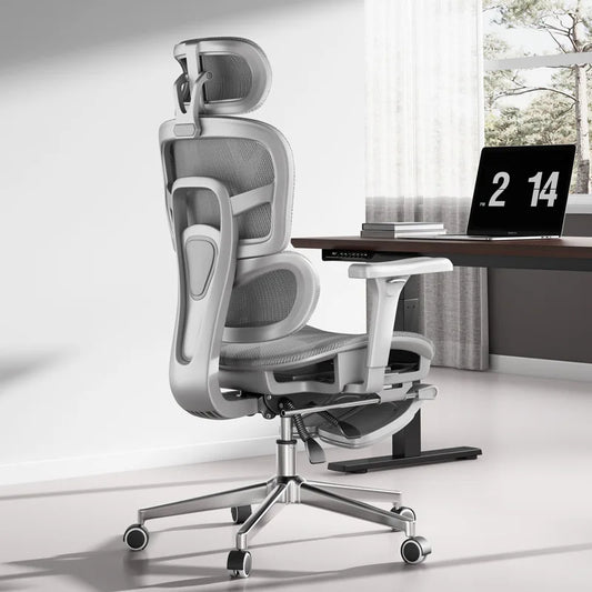 Ergonomic Office Chair Gaming Chair with Footrest, Lumbar Support, Adjustable Armrests, Reclining Desk Chair for Long Sitting Comfort