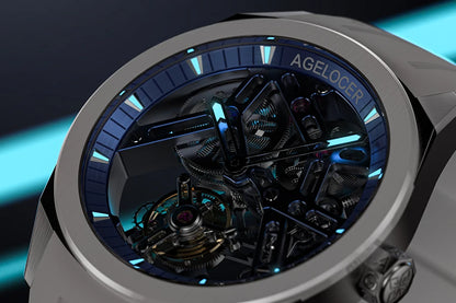 AGELOCER Original Tourbillon Watch Ceramic Bezel Men's Vogue Luxury Skeleton Manual Mechanical Watch Birthday Gift for Men