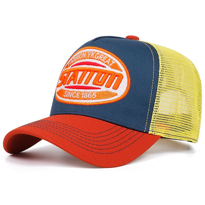 New Style Unisex Baseball Cap Classic STATION  Letter Pattern Mesh Cap Men and Women Breathable Streetwear Summer Trucker Hat