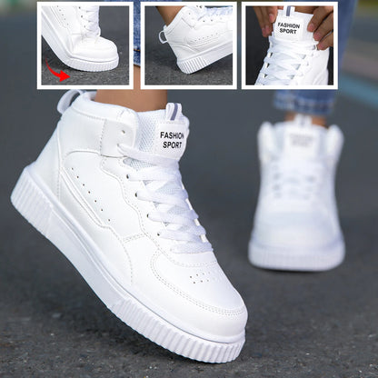 New Style Men's Casual Leather Shoes, Trendy, Breathable, Versatile, Sports White Sneakers, Leather Trendy Shoes