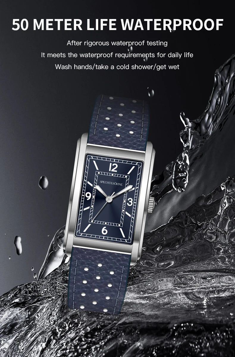 2025 New High Quaity 27MM Specht & Söhne Square Men's Watch Sweep VH31 Movt Steel Reloj Hombre Sapphire Crystal Waterproof