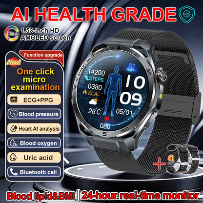Smart Watch Men High-end Health Blood pressureblood oxygen lipids Uric acid Sapphire Smart watches Ai GPT Custom dial ECG 2026