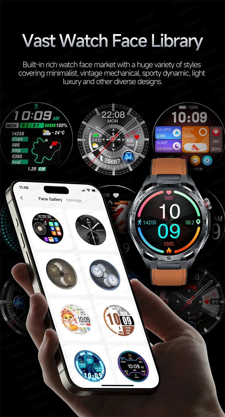 Smart Watch Men High-end Health Blood pressureblood oxygen lipids Uric acid Sapphire Smart watches Ai GPT Custom dial ECG 2026