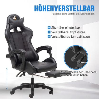 Gaming Chair Ergonomic Cat Ear Gaming Chair with Adjustable Armrests, Reclining Office Chair, Height Adjustable Computer Chair with Pillows