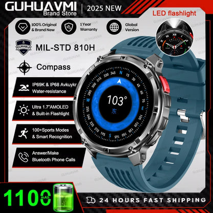 2026 T-Rex 3 Style Smartwatch for Men  1100mAh Battery, GPS, 10ATM Waterproof, Bluetooth Calling & Sports Tracker