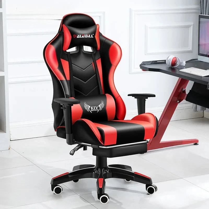 XMSJ Ergonomic Gaming Chair with Lumbar Support, High Back Leather Gaming Chair, Adjustable Armrest Reclining Office Chair for PC Gamer Desk