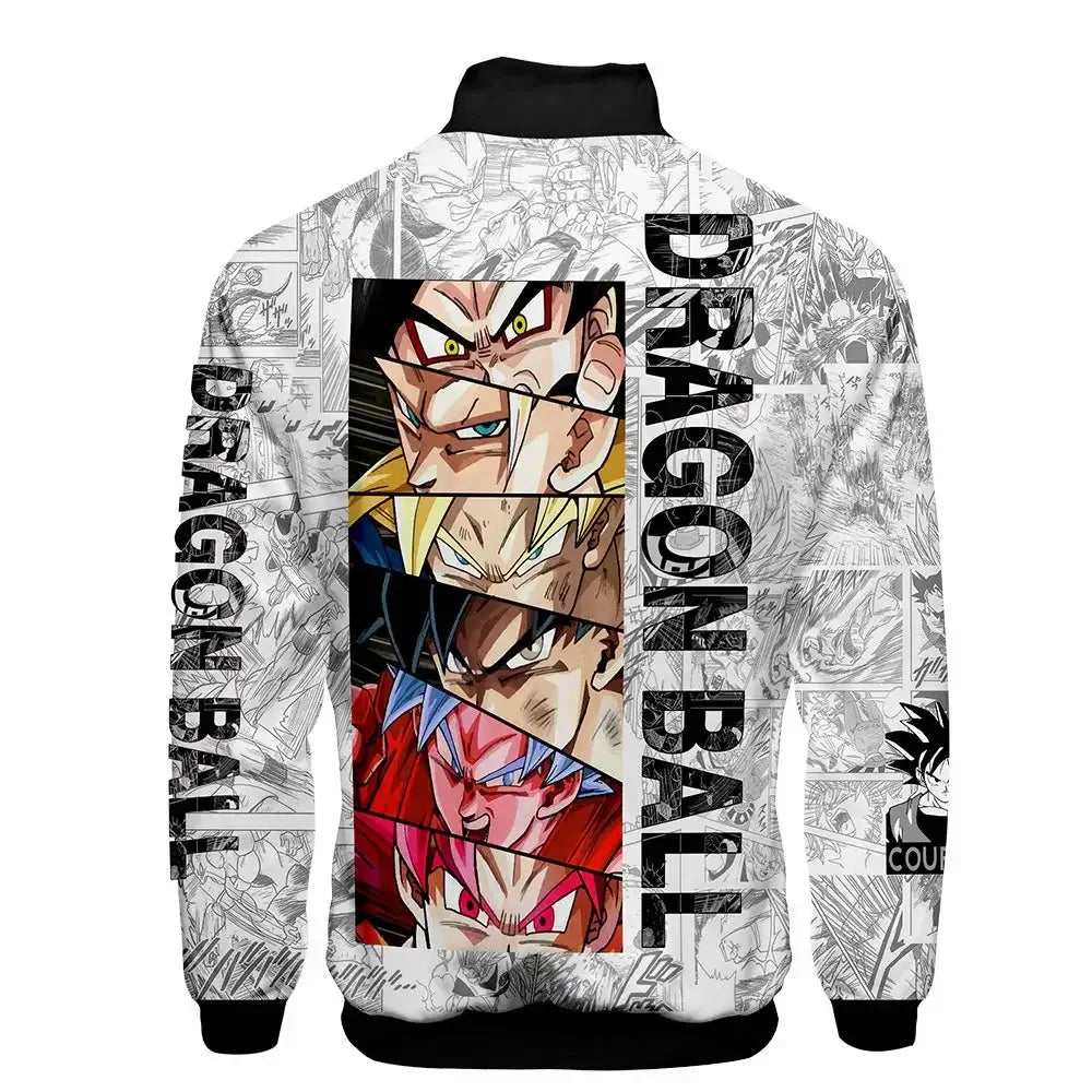 Anime Goku Dragon Ball Jacket Men Women Harajuku Hip Hop Japanese Zip Up Hoodies Goku Clothes Stand Collar Sweatshirt, produit gaming premium Fraquane, équipement gamer