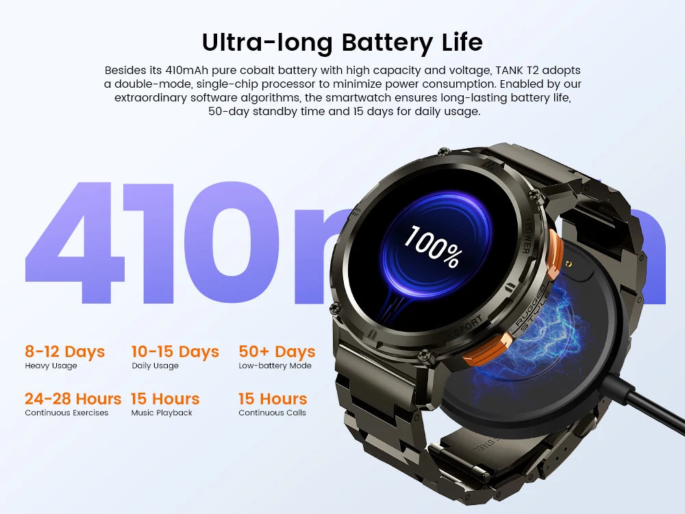 2025 Original KOSPET TANK T2 Smart Watches for Men Watches AMOLED AOD Smartwatch Bluetooth Call Electronic Men's Smart Watch