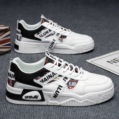 High Quality Men's Sneakers Light PU Leather Casual Shoes for Men Lace Up Flats Luxury White Black Tenis Shoes Zapatillas Hombre