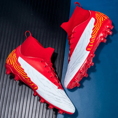 Black Men Soccer Shoes AG/FG Cleats Training Football Boots For Men High Ankle Sport Shoes Kids Adults Sneakers 35-45