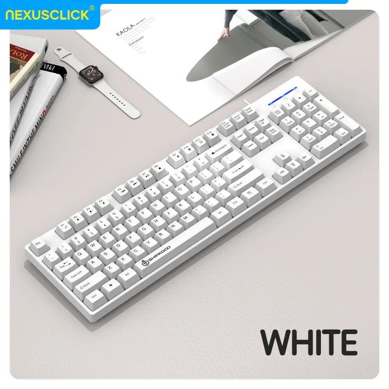 NexusClick Wireless Gaming Office Keyboard & Mouse Set Smart Power Saving Full Size 104 Keys 1600DPI Adjustable USB for Laptop PC