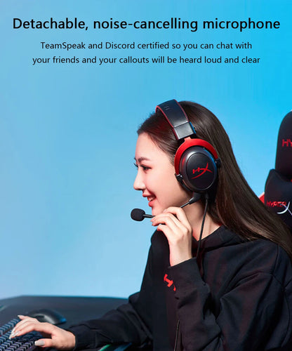 HyperX Cloud II Wired Gaming Headset with 7.1 Surround Sound, Hi-Fi Gaming Headphones, Detachable Noise-Cancelling Microphone, USB Sound Card for PC, PS4 & Xbox