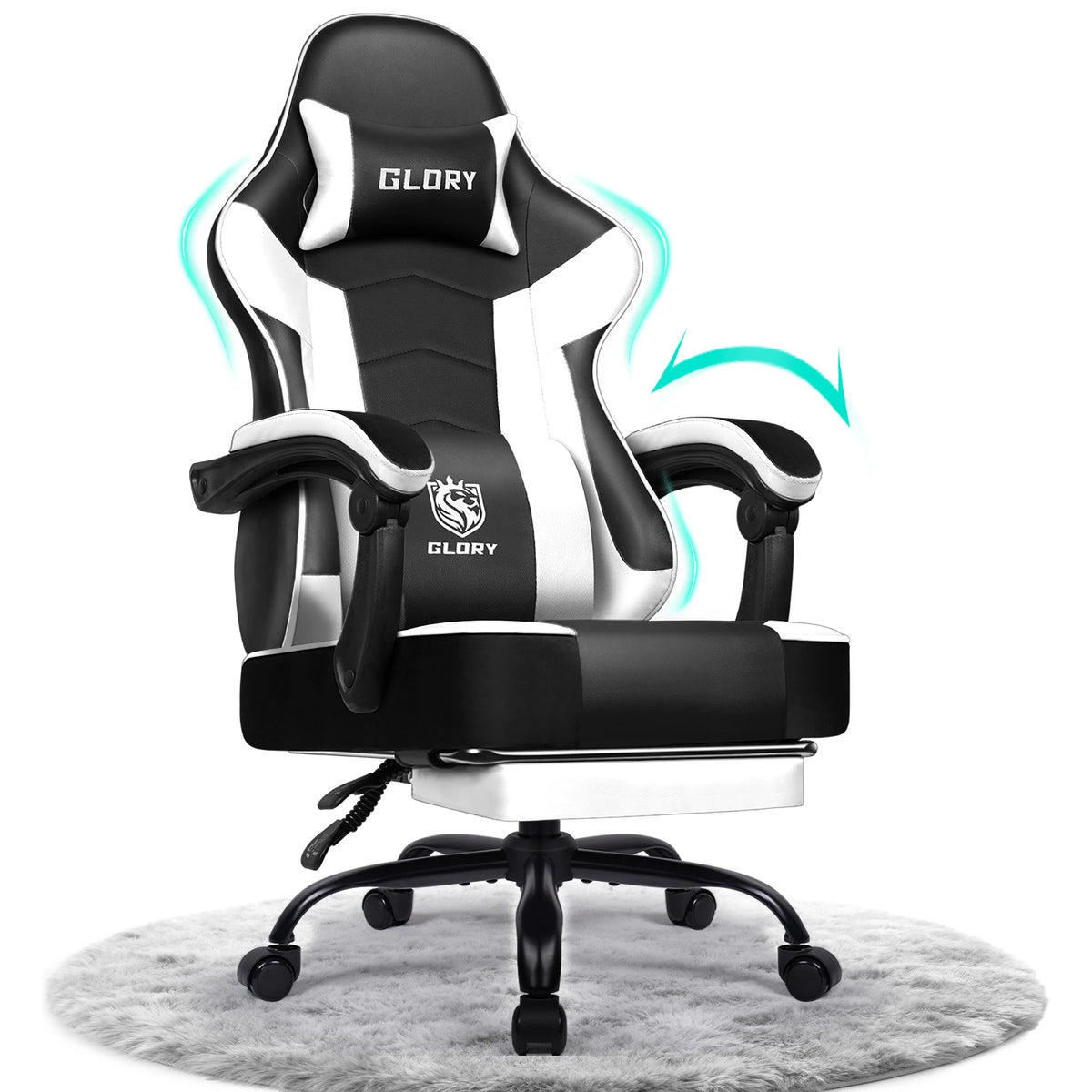 Daccormax Ergonomic Gaming Chair with Footrest, 170° Reclining High Back PC Gaming Chair, Lumbar Support, Adjustable Armrests & Breathable Leather