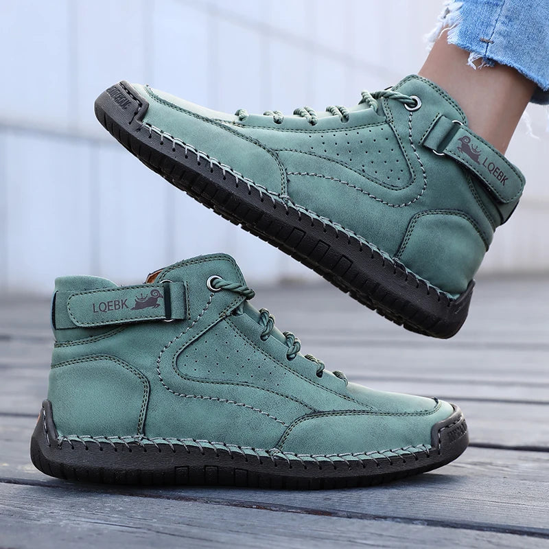 Shoes for Women Spring/Autumn Handmade Leather Casual Shoes Fashion Softe Causal Walking Sneakers Breathable Women's Ankle Boots
