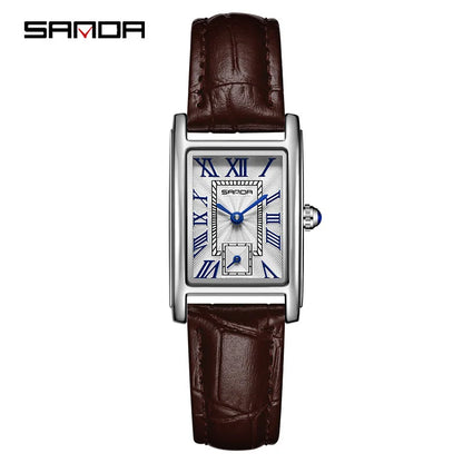 SANDA 1116 Women’s Elegant Quartz Watch  Rectangle Dial, Water Resistant & Business Design