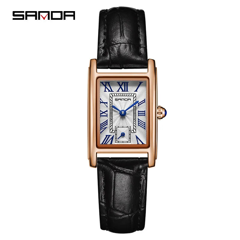 SANDA 1116 Women’s Elegant Quartz Watch  Rectangle Dial, Water Resistant & Business Design
