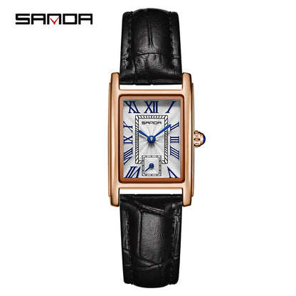 SANDA 1116 Women’s Elegant Quartz Watch  Rectangle Dial, Water Resistant & Business Design