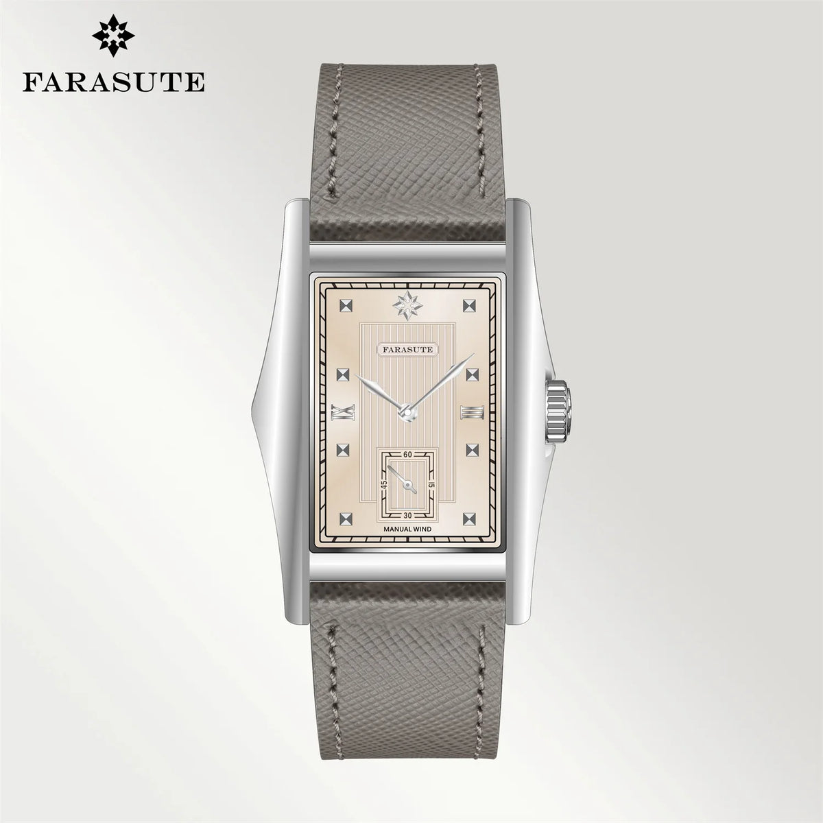 FARASUTE Creative Manual Square Customized Mechanical Movement Watch Men Luxury Sapphire Glass Small Second Wristwatches reloj