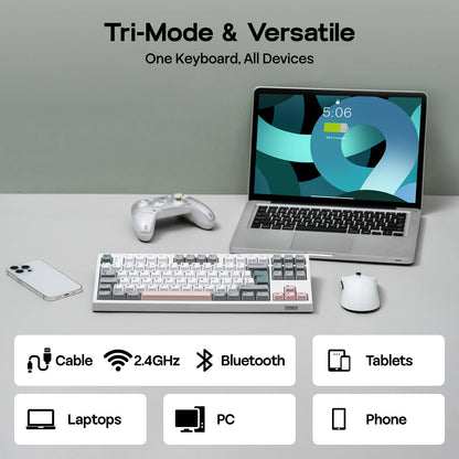 ISO-UK Layout EPOMAKER TH87 TKL Layout Wired/BT/2.4Ghz Wireless NKRO Mechanical Keyboard with 10000mAh Battery & RGB Light