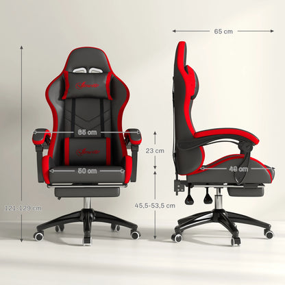 Vinsetto Ergonomic Gaming Chair Racing Style PU Leather Reclining Chair with Lumbar Support, Footrest, Headrest & Adjustable Height