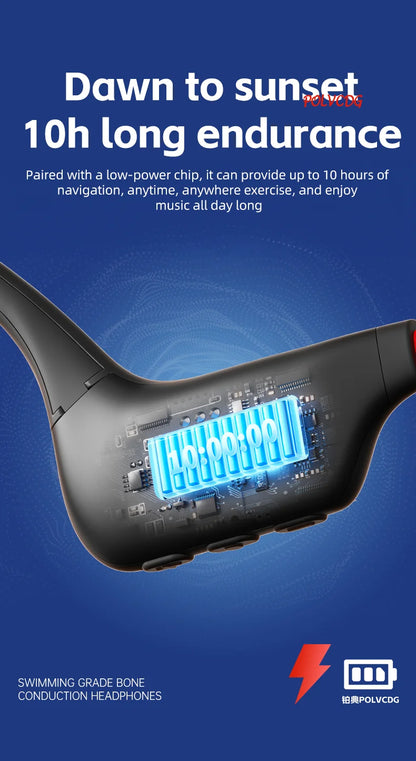 POLVCDG X7 Bone Conduction Headphones Bluetooth 5.3 IPX8 Waterproof Swimming Headset with 32GB MP3 Memory & Microphone