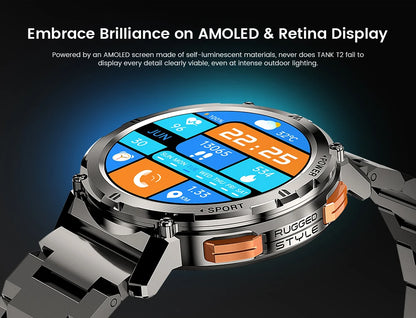 2025 Original KOSPET TANK T2 Smart Watches for Men Watches AMOLED AOD Smartwatch Bluetooth Call Electronic Men's Smart Watch