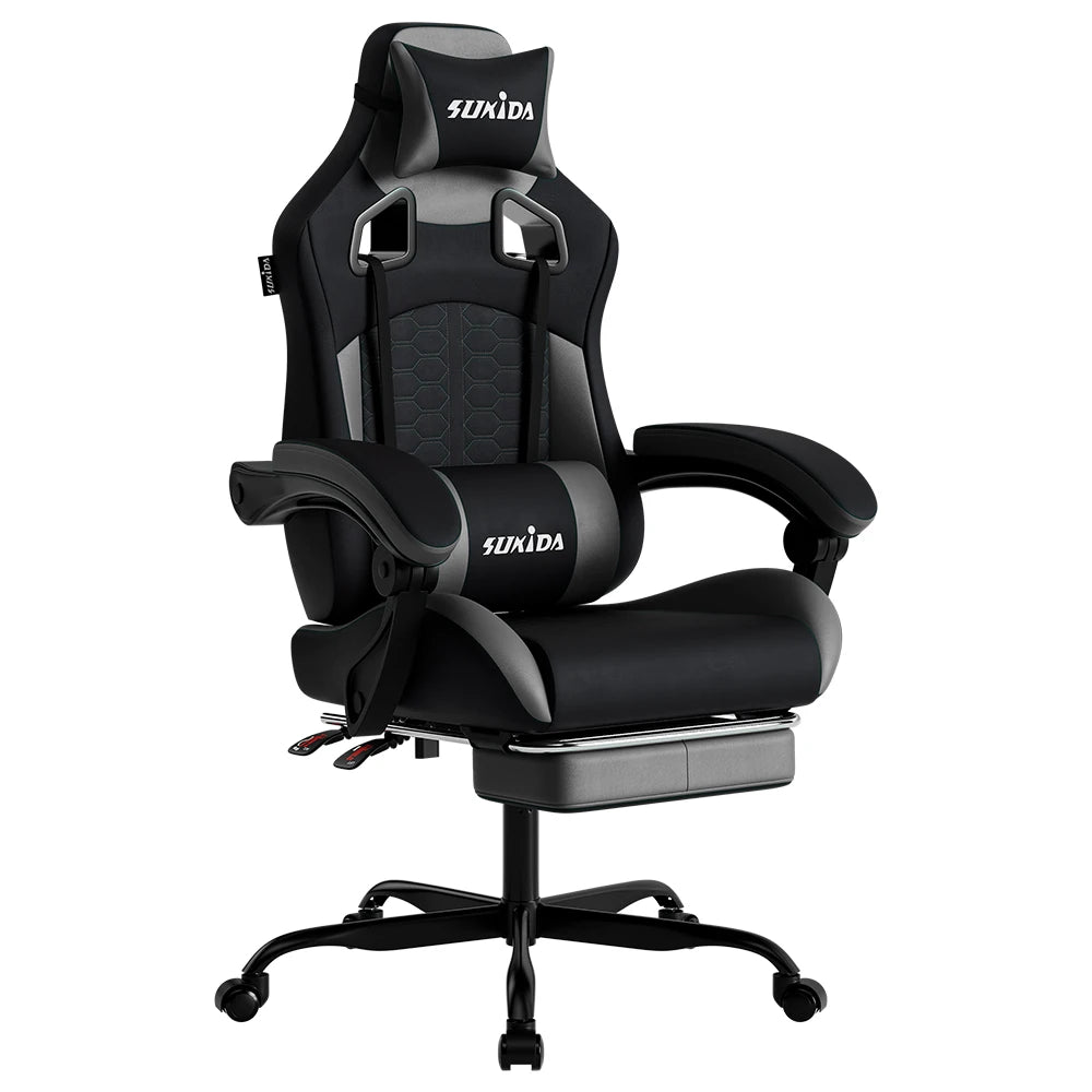 SUKIDA Ergonomic Gaming Chair with Lumbar Support, Adjustable Racing Office Chair, Swivel Executive Chair with Headrest and Armrests