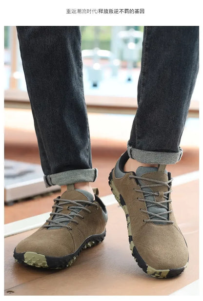 Suede Leather Shoes PU Fabric Wide Toe Shoe Anti Slip Hiking Shoe Workwear Men's Sports Shoes Women's Outdoor Walking Shoes