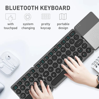 Bluetooth Folding Keyboard Mini Wireless Rechargeable Keyboard With Touchpad Portable Universal Keyboard for Windows Android IOS