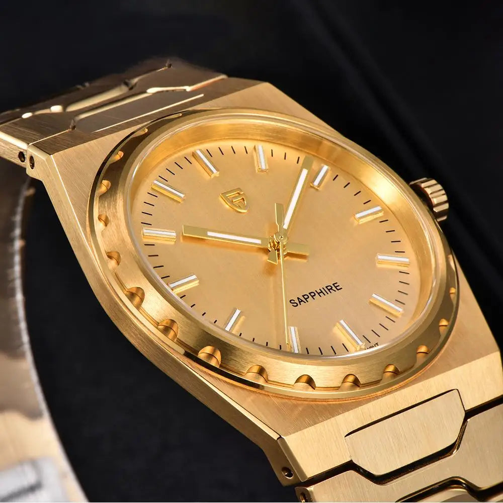 PAGANI DESIGN Men's Quartz Watches Ultra-Thin 7mm Series 37mm Sapphire Stainless Steel Waterproof Watches for Man TMI VJ21
