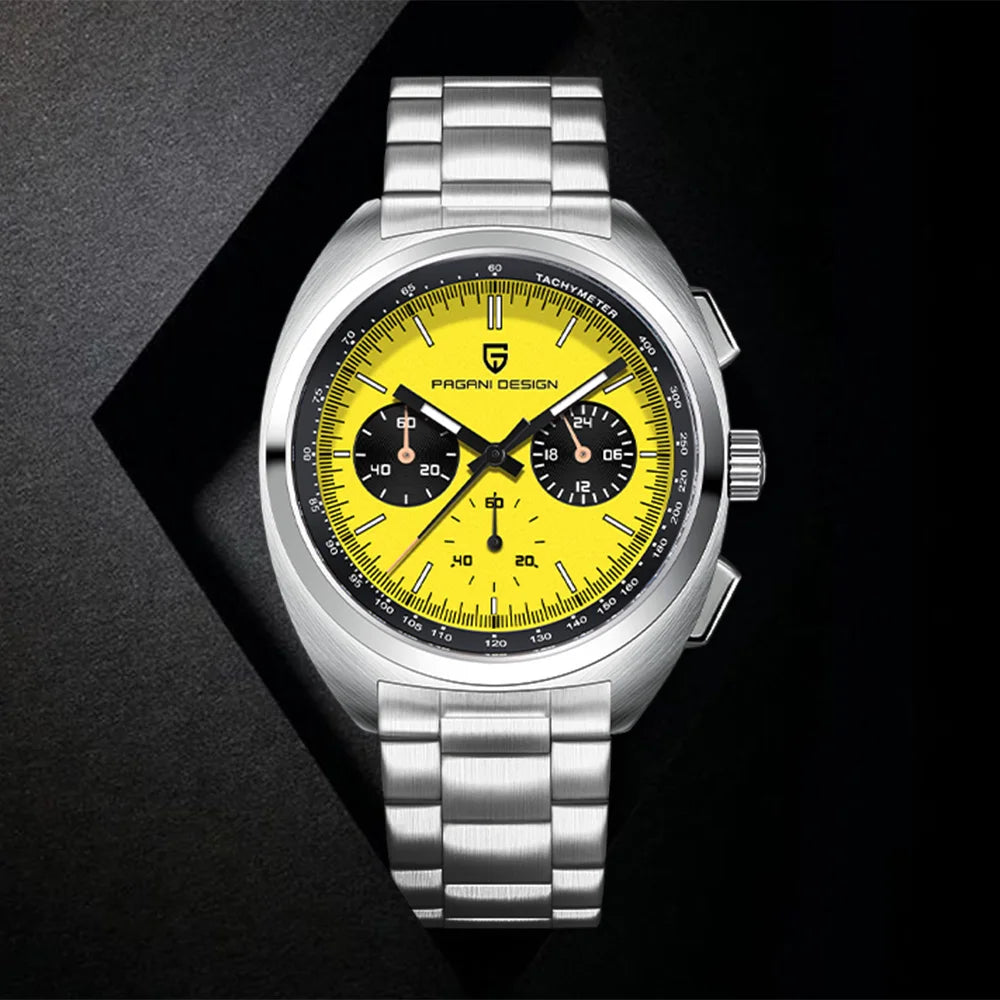 Pagani design2026fashion men's quartz watch top brand luxury sapphire VK63 men's chronograph all-steel diving relógios masculino