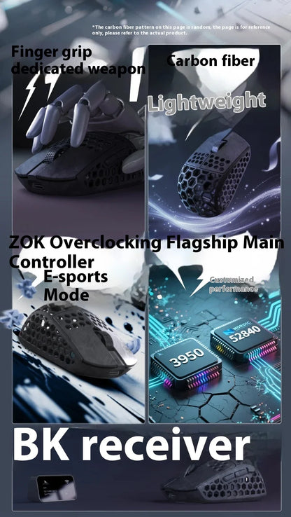 Darmoshark M5 Air Forged Carbon Fiber Gaming Mouse, Wireless 8K Gaming Mouse, 30K DPI Ultra-Lightweight Gaming Mouse for Finger Grip & Small Hands