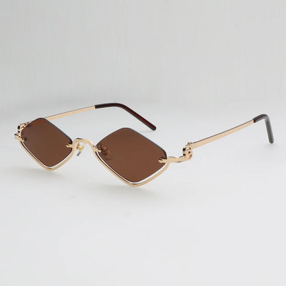 Fashion Small Polygonal Sunglasses Women Luxury Brand Metal Half Frame Sun Glasses Ladies Hipster sexy Cat Eye Shades Vintage