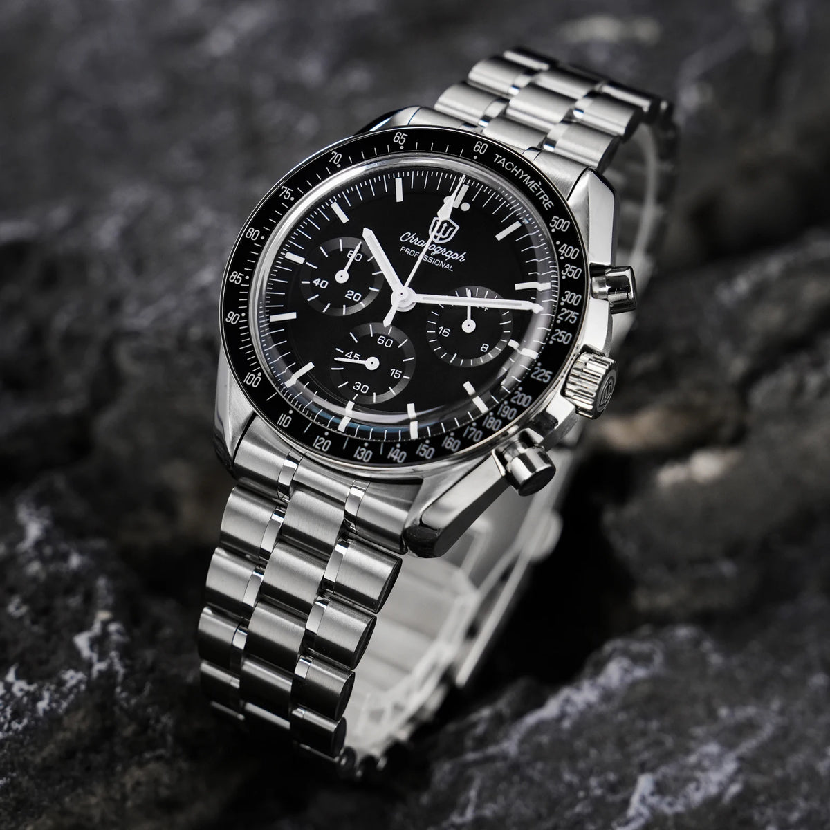 Watchdives WD1863 39mm VK63 Chronograph Watch Vintage Stainless Steel Sapphire OTF Clasp Waterproof Luminous Watches for Men