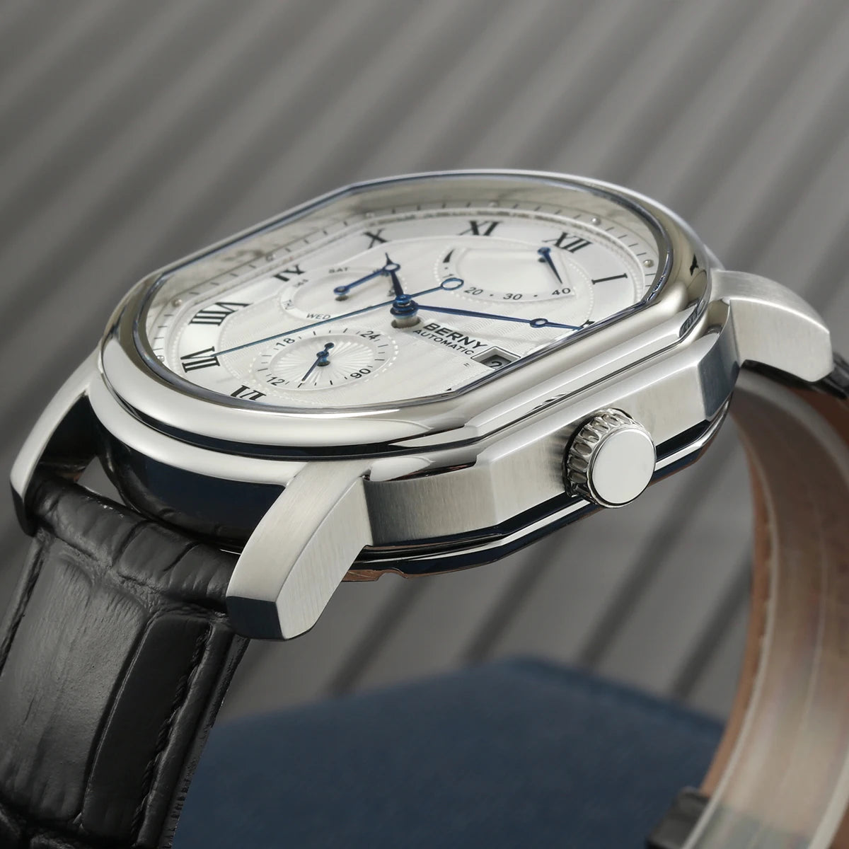 BERNY Men Mechanical Watch Top Accuracy Move Automatic Wristwatch Luxury Male Clock Sapphire Self-Winding Men's Watch Waterproof