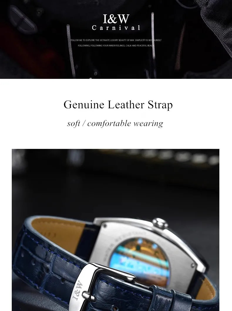 CARNIVAL I&W Mechanical Business Watches for Men Brand Luxury Automatic MIYOTA Movement Wristwatches Waterproof Man Reloj Hombre