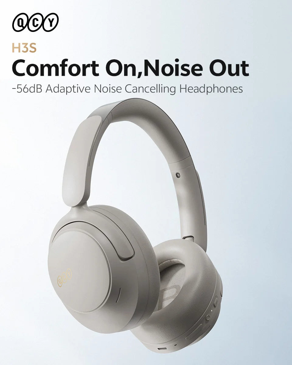 QCY H3S – Adaptiver ANC-Over-Ear-Bluetooth 6.0-Kopfhörer mit -56dB – Hi-Res LDAC Wireless-Headset, 102H Akku, räumlicher Klang mit Dual-Treiber